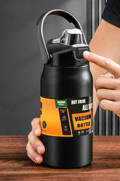 Portable Thermos with Straw 304 Stainless Steel Thermal Mug Tumbler Coffee Cup Sports Vacuum Flasks Cold and Hot Water Bottle - Slobuy