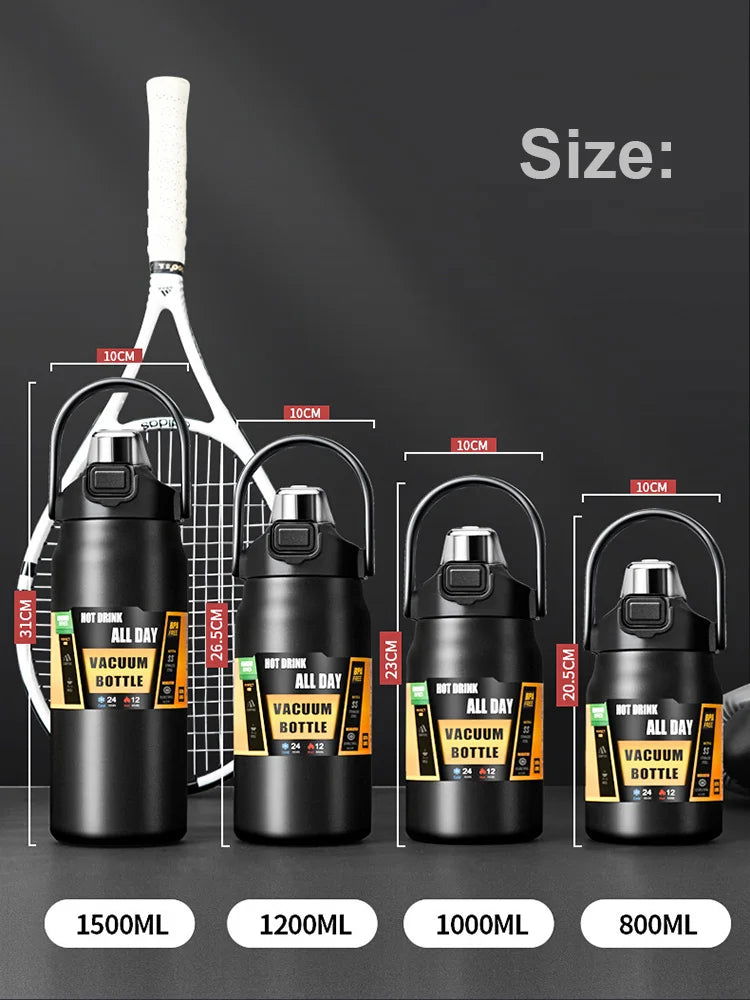Portable Thermos with Straw 304 Stainless Steel Thermal Mug Tumbler Coffee Cup Sports Vacuum Flasks Cold and Hot Water Bottle - Slobuy