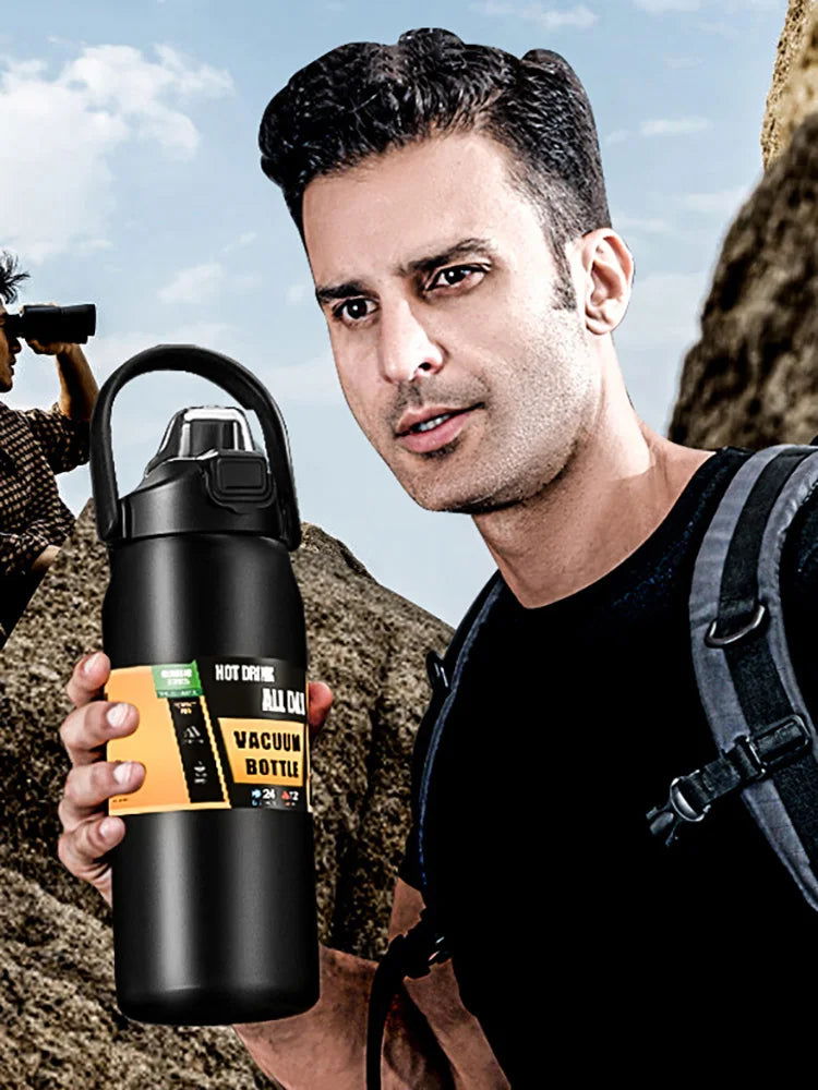 Portable Thermos with Straw 304 Stainless Steel Thermal Mug Tumbler Coffee Cup Sports Vacuum Flasks Cold and Hot Water Bottle - Slobuy
