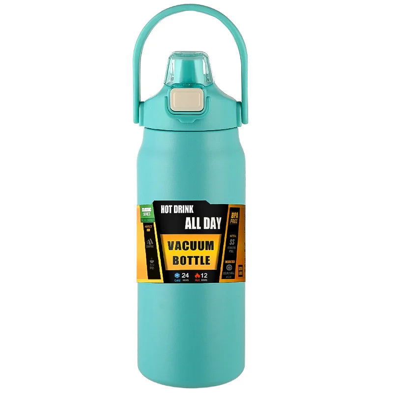 Portable Thermos with Straw 304 Stainless Steel Thermal Mug Tumbler Coffee Cup Sports Vacuum Flasks Cold and Hot Water Bottle - Slobuy