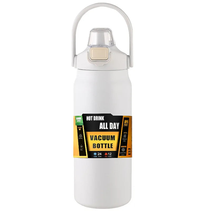 Portable Thermos with Straw 304 Stainless Steel Thermal Mug Tumbler Coffee Cup Sports Vacuum Flasks Cold and Hot Water Bottle - Slobuy