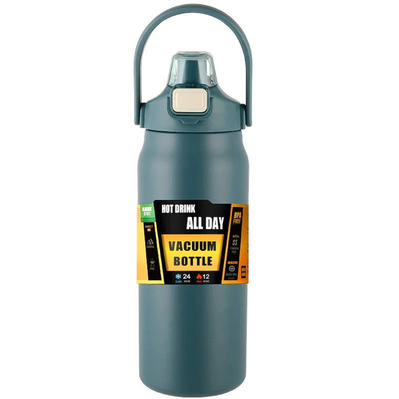 Portable Thermos with Straw 304 Stainless Steel Thermal Mug Tumbler Coffee Cup Sports Vacuum Flasks Cold and Hot Water Bottle - Slobuy