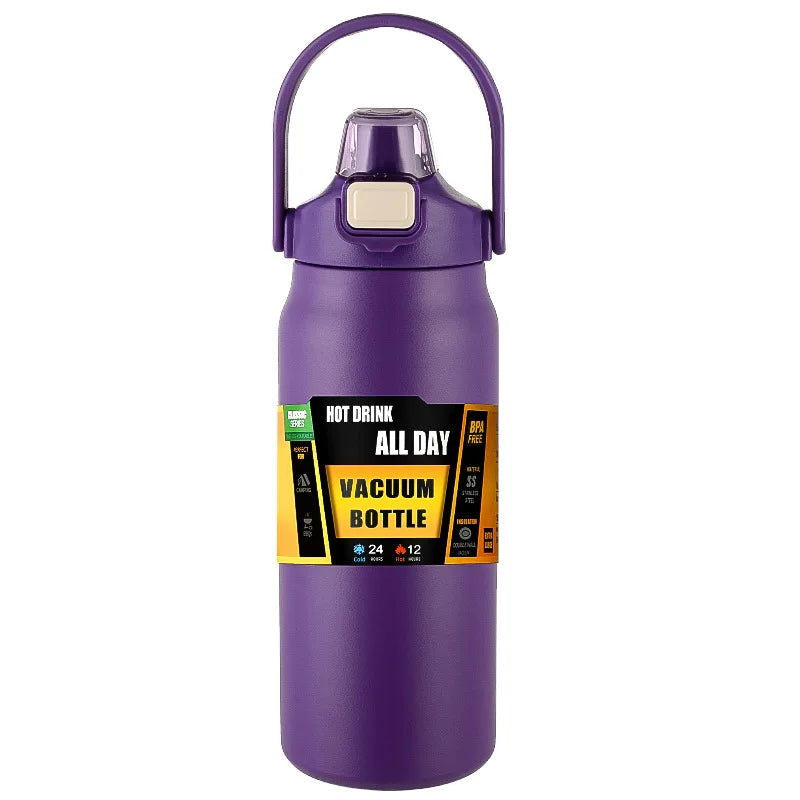 Portable Thermos with Straw 304 Stainless Steel Thermal Mug Tumbler Coffee Cup Sports Vacuum Flasks Cold and Hot Water Bottle - Slobuy