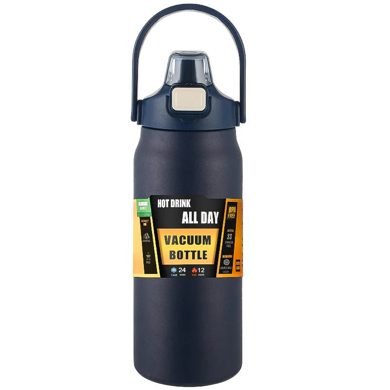 Portable Thermos with Straw 304 Stainless Steel Thermal Mug Tumbler Coffee Cup Sports Vacuum Flasks Cold and Hot Water Bottle - Slobuy