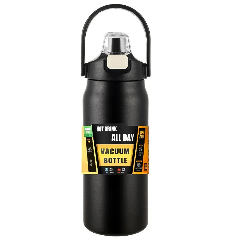 Portable Thermos with Straw 304 Stainless Steel Thermal Mug Tumbler Coffee Cup Sports Vacuum Flasks Cold and Hot Water Bottle - Slobuy