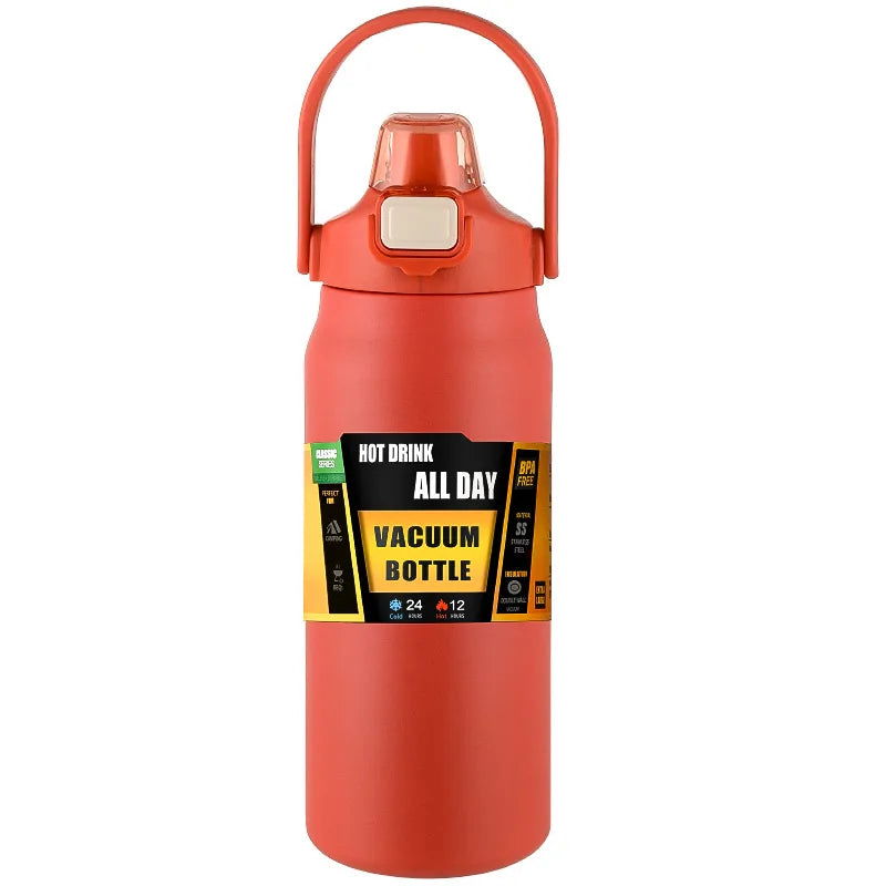 Portable Thermos with Straw 304 Stainless Steel Thermal Mug Tumbler Coffee Cup Sports Vacuum Flasks Cold and Hot Water Bottle - Slobuy