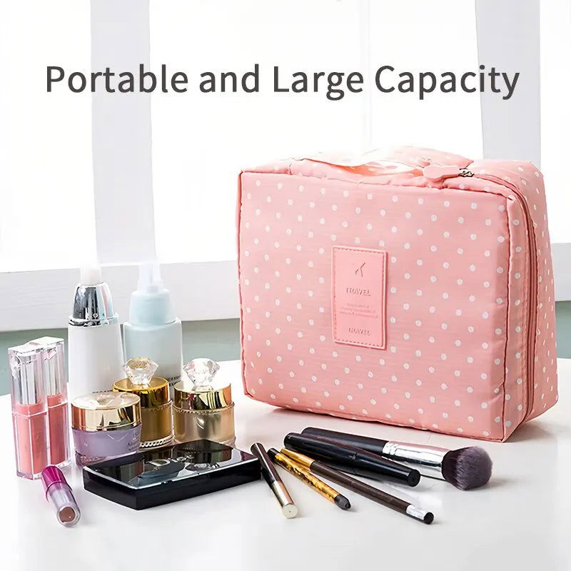 Portable Travel Makeup Bag Waterproof Multi Compartment Multifunctional Cosmetic Make Up Toiletry Organizer for Women and Girls - Slobuy