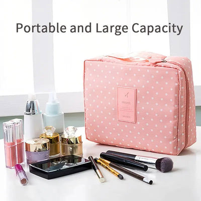 Portable Travel Makeup Bag Waterproof Multi Compartment Multifunctional Cosmetic Make Up Toiletry Organizer for Women and Girls - Slobuy