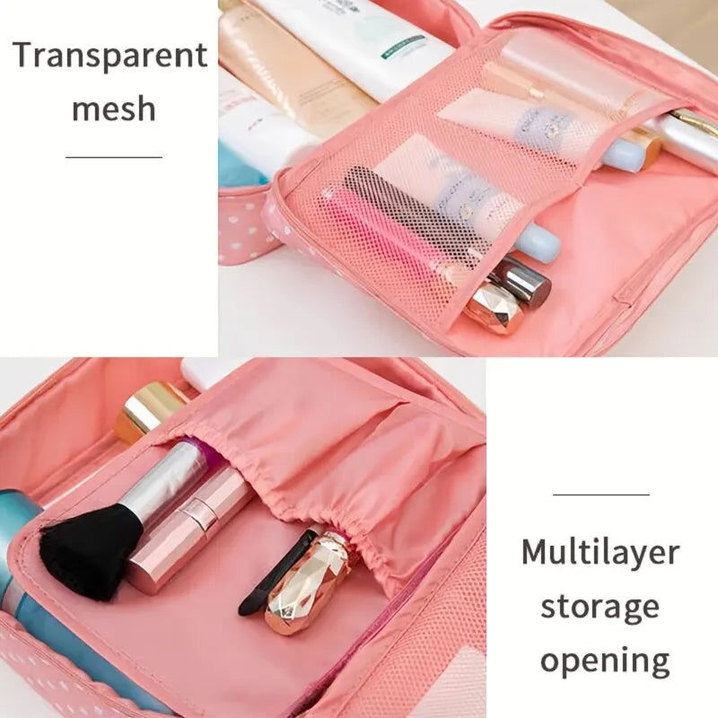 Portable Travel Makeup Bag Waterproof Multi Compartment Multifunctional Cosmetic Make Up Toiletry Organizer for Women and Girls - Slobuy