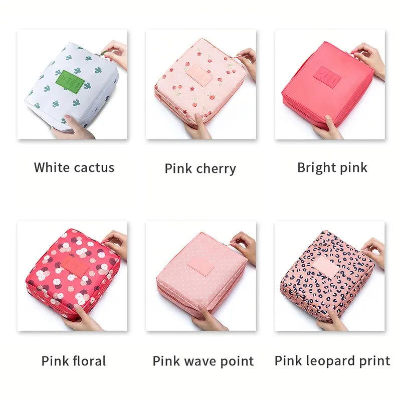 Portable Travel Makeup Bag Waterproof Multi Compartment Multifunctional Cosmetic Make Up Toiletry Organizer for Women and Girls - Slobuy