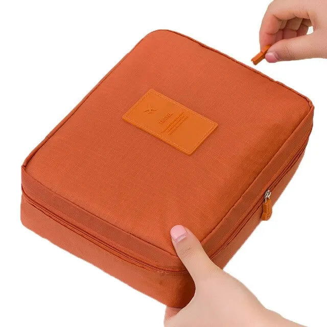 Portable Travel Makeup Bag Waterproof Multi Compartment Multifunctional Cosmetic Make Up Toiletry Organizer for Women and Girls - Slobuy