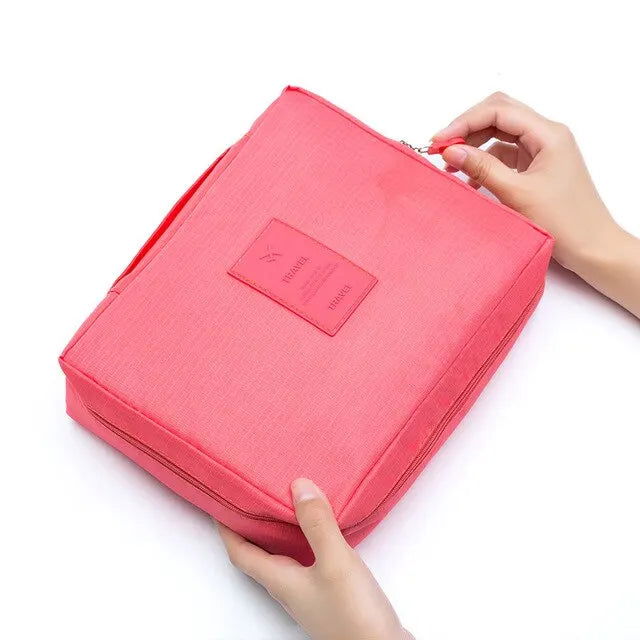 Portable Travel Makeup Bag Waterproof Multi Compartment Multifunctional Cosmetic Make Up Toiletry Organizer for Women and Girls - Slobuy