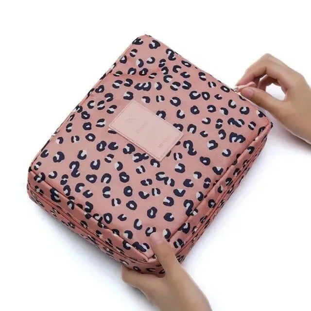 Portable Travel Makeup Bag Waterproof Multi Compartment Multifunctional Cosmetic Make Up Toiletry Organizer for Women and Girls - Slobuy