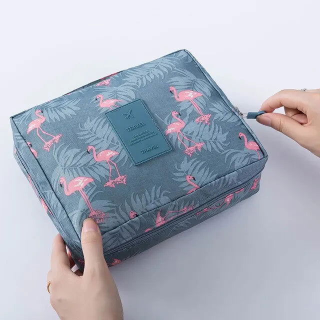 Portable Travel Makeup Bag Waterproof Multi Compartment Multifunctional Cosmetic Make Up Toiletry Organizer for Women and Girls - Slobuy