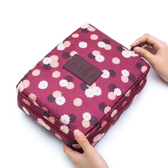 Portable Travel Makeup Bag Waterproof Multi Compartment Multifunctional Cosmetic Make Up Toiletry Organizer for Women and Girls - Slobuy