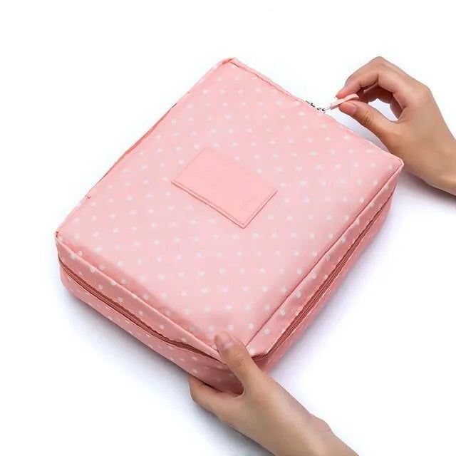 Portable Travel Makeup Bag Waterproof Multi Compartment Multifunctional Cosmetic Make Up Toiletry Organizer for Women and Girls - Slobuy
