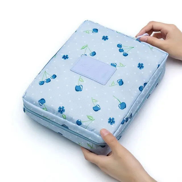 Portable Travel Makeup Bag Waterproof Multi Compartment Multifunctional Cosmetic Make Up Toiletry Organizer for Women and Girls - Slobuy