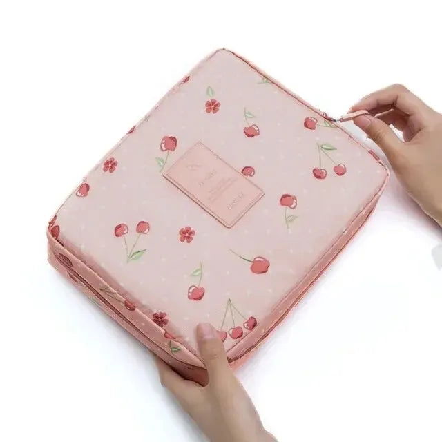 Portable Travel Makeup Bag Waterproof Multi Compartment Multifunctional Cosmetic Make Up Toiletry Organizer for Women and Girls - Slobuy