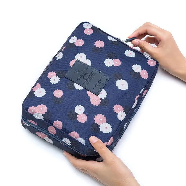 Portable Travel Makeup Bag Waterproof Multi Compartment Multifunctional Cosmetic Make Up Toiletry Organizer for Women and Girls - Slobuy