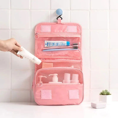 Portable Travel Toiletry Bag, Waterproof Hanging Storage Bag, Mesh Pockets Hook Cosmetic Bag, Travel Accessories,Makeup Bags - Slobuy