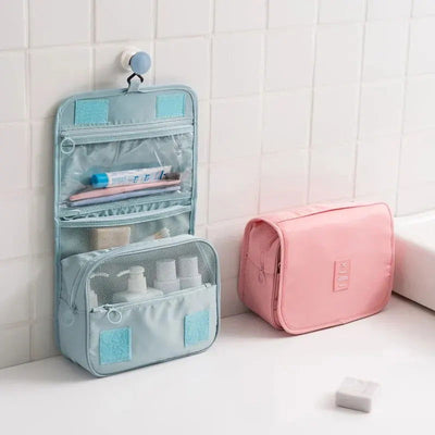 Portable Travel Toiletry Bag, Waterproof Hanging Storage Bag, Mesh Pockets Hook Cosmetic Bag, Travel Accessories,Makeup Bags - Slobuy