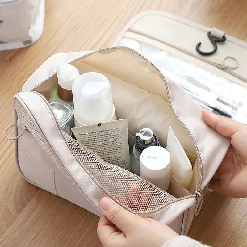 Portable Travel Toiletry Bag, Waterproof Hanging Storage Bag, Mesh Pockets Hook Cosmetic Bag, Travel Accessories,Makeup Bags - Slobuy