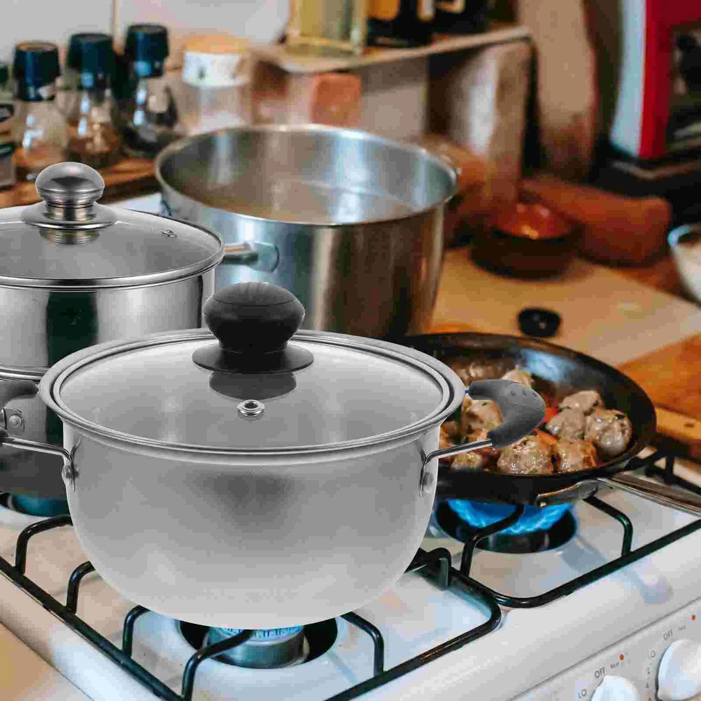 Pot Soup Cooking Stainless Steel Stock Lid Pan Pasta Kitchen Milk Cookware Saucepan Noodle Stew Noodles Stockpot Boiling Hot - Slobuy