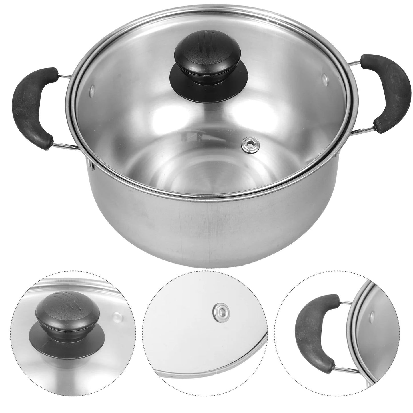Pot Soup Cooking Stainless Steel Stock Lid Pan Pasta Kitchen Milk Cookware Saucepan Noodle Stew Noodles Stockpot Boiling Hot - Slobuy
