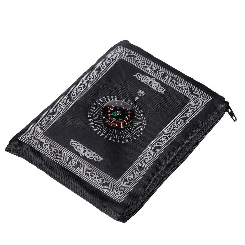 Prayer Rug Polyester Portable Braided Mats Simply Print with Compass In Pouch Travel Home New Style Mat Blanket 100x60cm - Slobuy