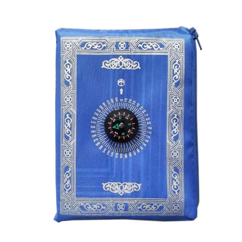 Prayer Rug Polyester Portable Braided Mats Simply Print with Compass In Pouch Travel Home New Style Mat Blanket 100x60cm - Slobuy