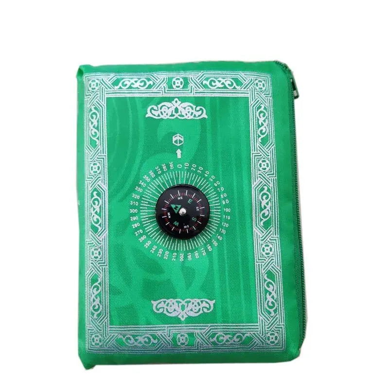 Prayer Rug Polyester Portable Braided Mats Simply Print with Compass In Pouch Travel Home New Style Mat Blanket 100x60cm - Slobuy
