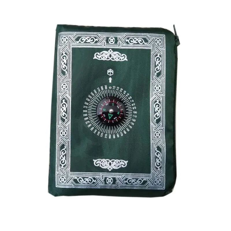 Prayer Rug Polyester Portable Braided Mats Simply Print with Compass In Pouch Travel Home New Style Mat Blanket 100x60cm - Slobuy