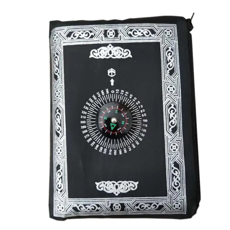 Prayer Rug Polyester Portable Braided Mats Simply Print with Compass In Pouch Travel Home New Style Mat Blanket 100x60cm - Slobuy