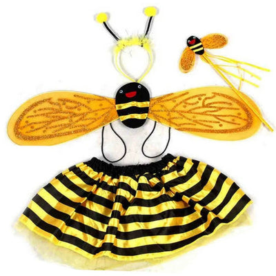Princess Fairy Costume Set Halloween Costume Ears Headband Bee Wings Magic Wand Tutu Skirt Cosplay Prop Girls Dress Up - Slobuy