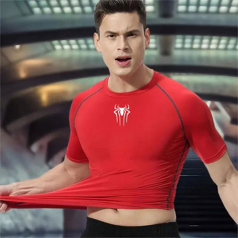 Printed Men's Athletic Compression Shirts Athletic Quick Dry Breathable Rash Guard Athletic Tight Workout Tops Summer Men - Slobuy