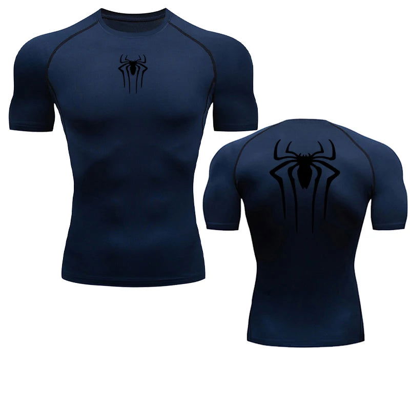 Printed Men's Athletic Compression Shirts Athletic Quick Dry Breathable Rash Guard Athletic Tight Workout Tops Summer Men - Slobuy