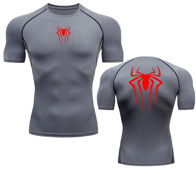 Printed Men's Athletic Compression Shirts Athletic Quick Dry Breathable Rash Guard Athletic Tight Workout Tops Summer Men - Slobuy