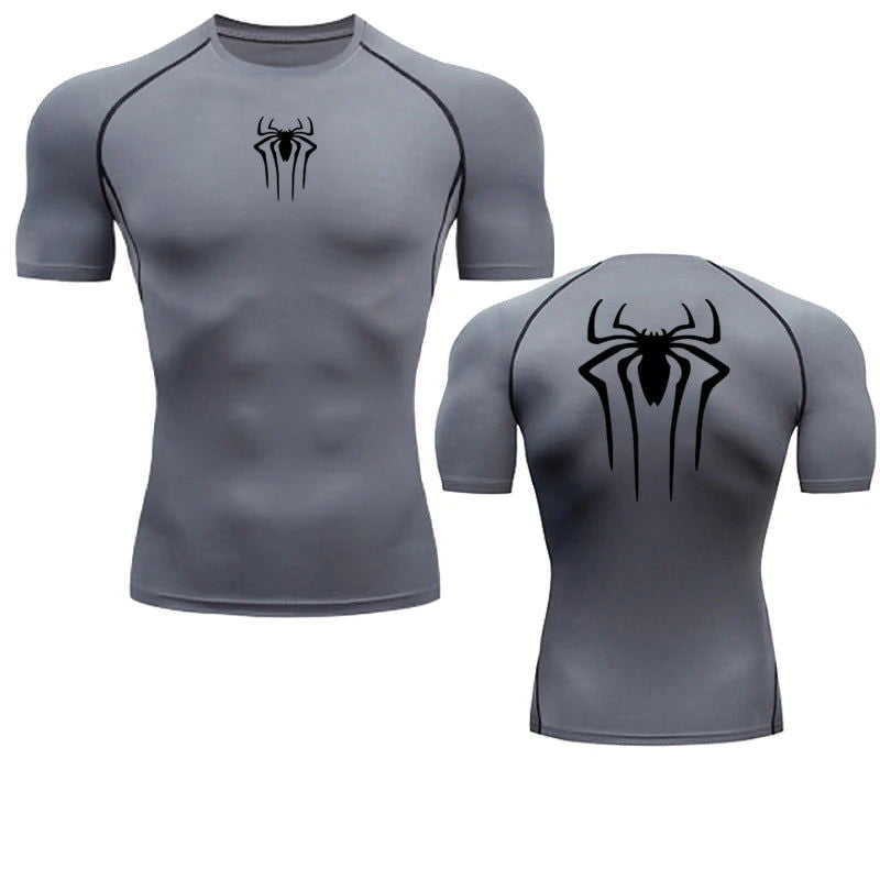 Printed Men's Athletic Compression Shirts Athletic Quick Dry Breathable Rash Guard Athletic Tight Workout Tops Summer Men - Slobuy