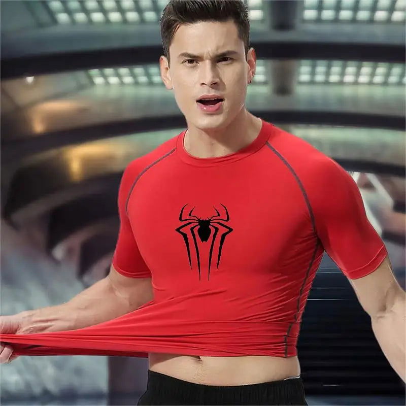 Printed Men's Athletic Compression Shirts Athletic Quick Dry Breathable Rash Guard Athletic Tight Workout Tops Summer Men - Slobuy