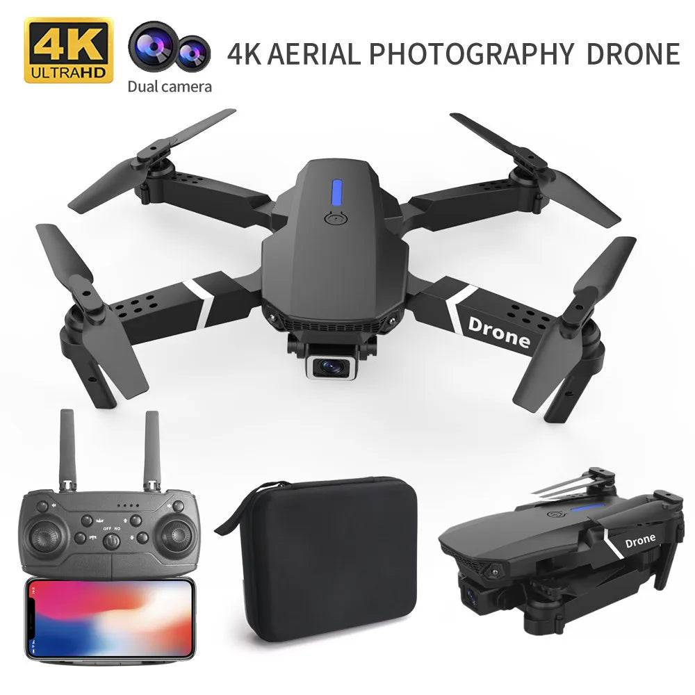 Professional E88Pro Remote Control Drone 4K Wide-angle HD Aerial Camera Foldable RC Helicopter WIFI FPV Quadcopter Toy Gift - Slobuy