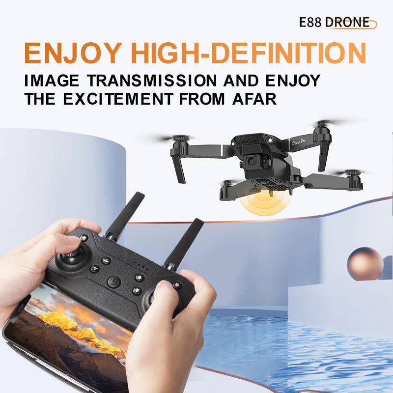 Professional E88Pro Remote Control Drone 4K Wide-angle HD Aerial Camera Foldable RC Helicopter WIFI FPV Quadcopter Toy Gift - Slobuy