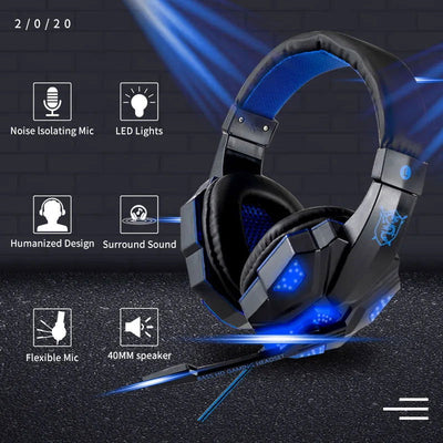 Professional Led Light Wired Gaming Headphones With Microphone For Computer PS4 PS5 Xbox Bass Stereo PC Gaming Headset Gifts - Slobuy