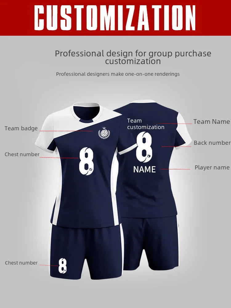 Professional Volleyball Jerseys Women's Competition Team Uniform Short Sleeves Training Apparel Printed Numbered - Slobuy
