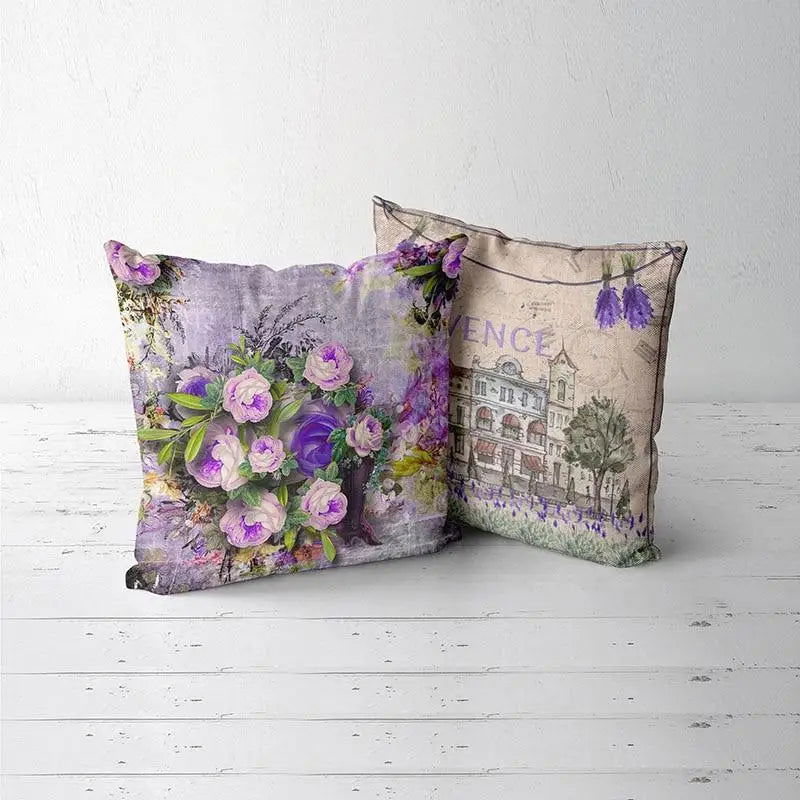 Provence Kissen Lavender Decorative Throw Pillow Sofa Cushion Cover Personalized Floral - Slobuy