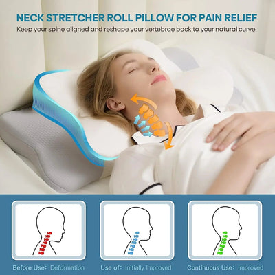 Pulatree Odorless Orthopedic Pillow For Neck And Shoulder Pain Memory Foam Neck Pillow Ergonomic Sleeping Cervical Pillow - Slobuy