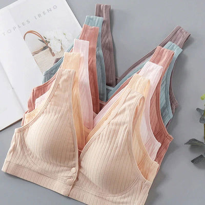 Pure Cotton Nursing Bra Women's Breastfeeding Maternity Underwear Women Pregnancy Plus Size Bralette Gather Crop Top Women - Slobuy