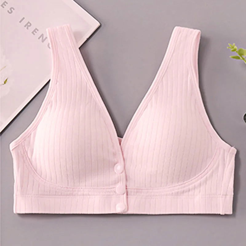 Pure Cotton Nursing Bra Women's Breastfeeding Maternity Underwear Women Pregnancy Plus Size Bralette Gather Crop Top Women - Slobuy