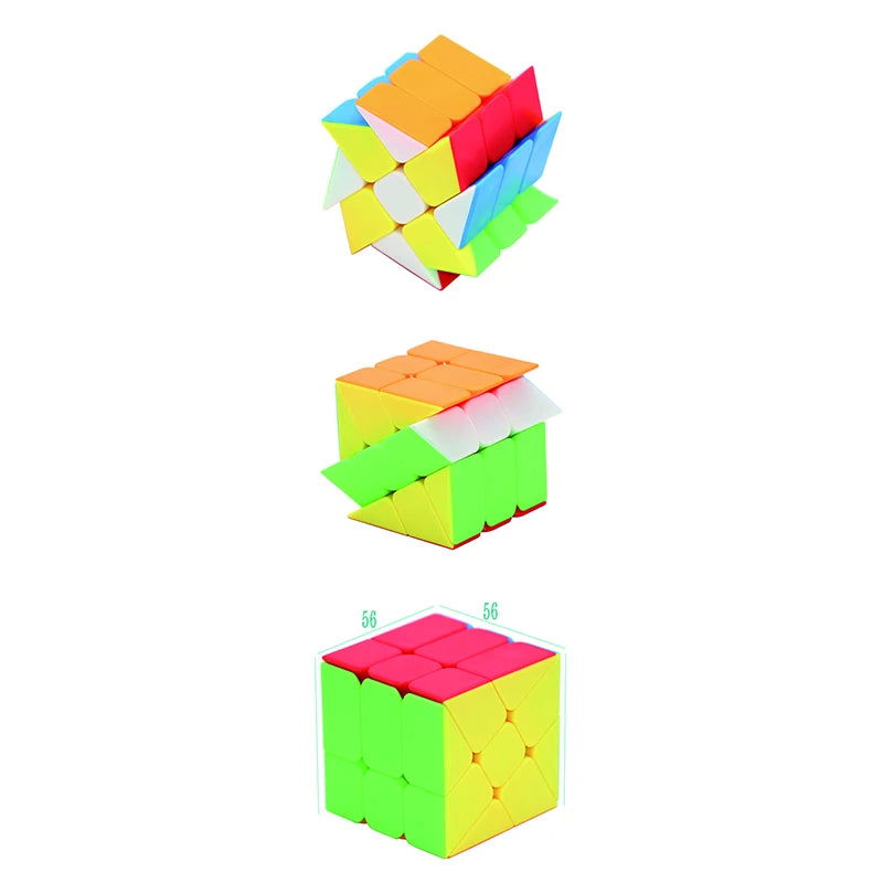 Qi Yi 3x3 Windmill Cube Magic Puzzle Brain Teaser Brushed Sticker 56mm Educational Black Twisty Stickerless Toys For Kids - Slobuy