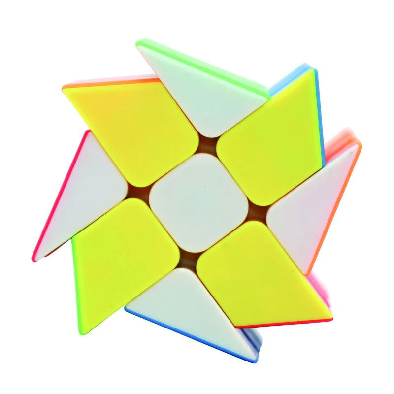 Qi Yi 3x3 Windmill Cube Magic Puzzle Brain Teaser Brushed Sticker 56mm Educational Black Twisty Stickerless Toys For Kids - Slobuy