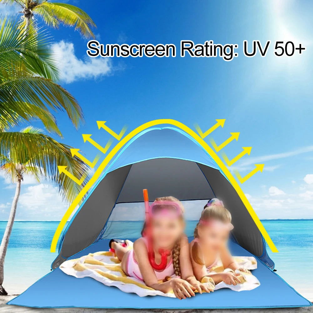 Quick Automatic Beach Tent Outdoor Beach Shade Sun Shelter Tent UPF50+ Portable Beach Canopy For Camping Fishing - Slobuy
